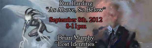 poster for Brian Murphy "Lost Identities" & Dan Harding "As Above, So Below"