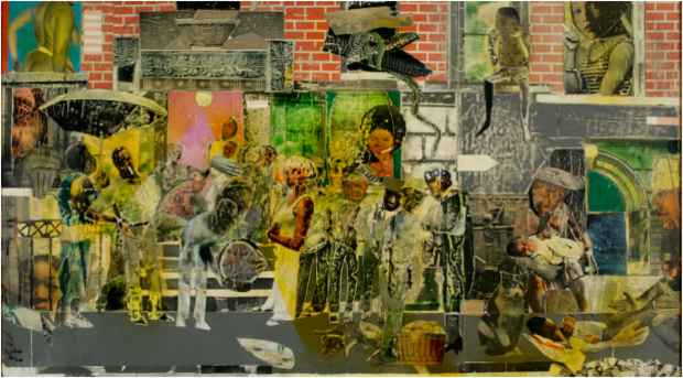 poster for Romare Bearden "Urban Rhythms and Dreams of Paradise"