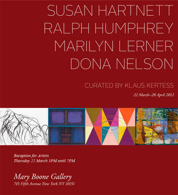 poster for Susan Hartnett, Ralph Humphrey, Marilyn Lerner, Dona Nelson Exhibition