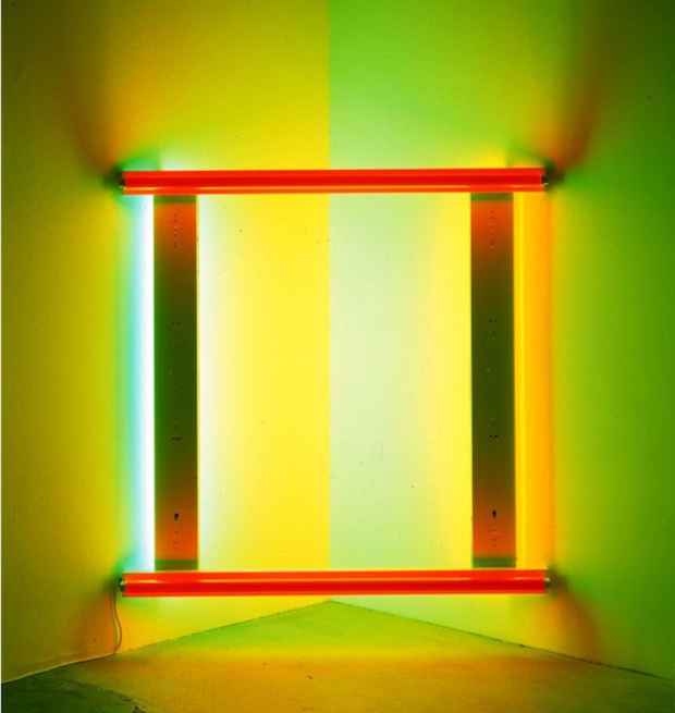 poster for Dan Flavin, Robert Janitz and Ralph Eugene Meatyard “Ghost Outfit”