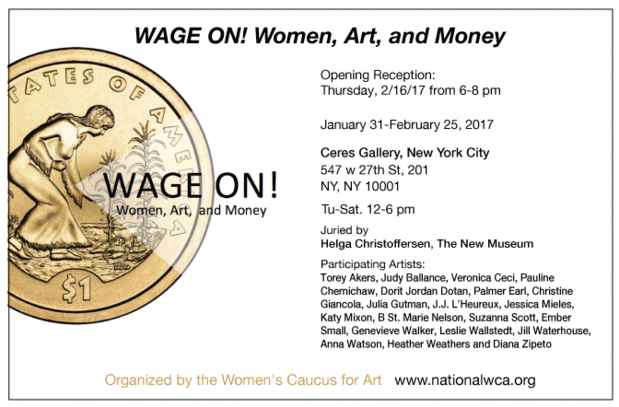 poster for “WAGE ON! Women, Art and Money” Exhibition