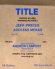 poster for Jeff Preiss “Title”