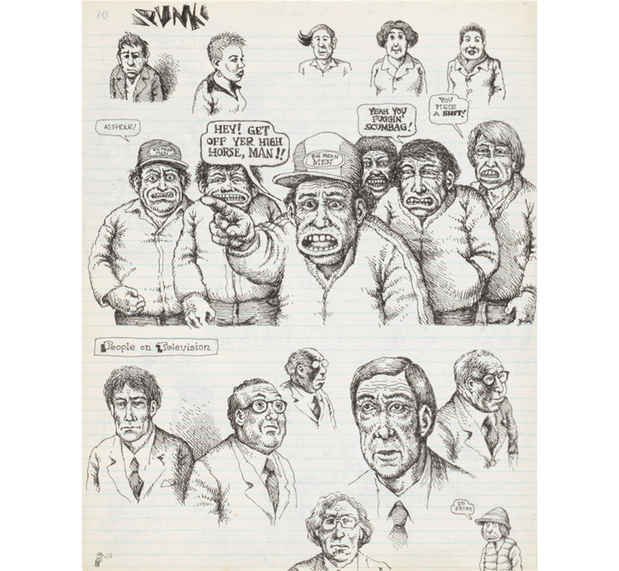 poster for R. Crumb “Drawing for Print: Mind Fucks, Kultur Klashes, Pulp Fiction & Pulp Fact”