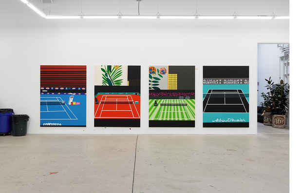 poster for Jonas Wood “Four Tennis Courts”